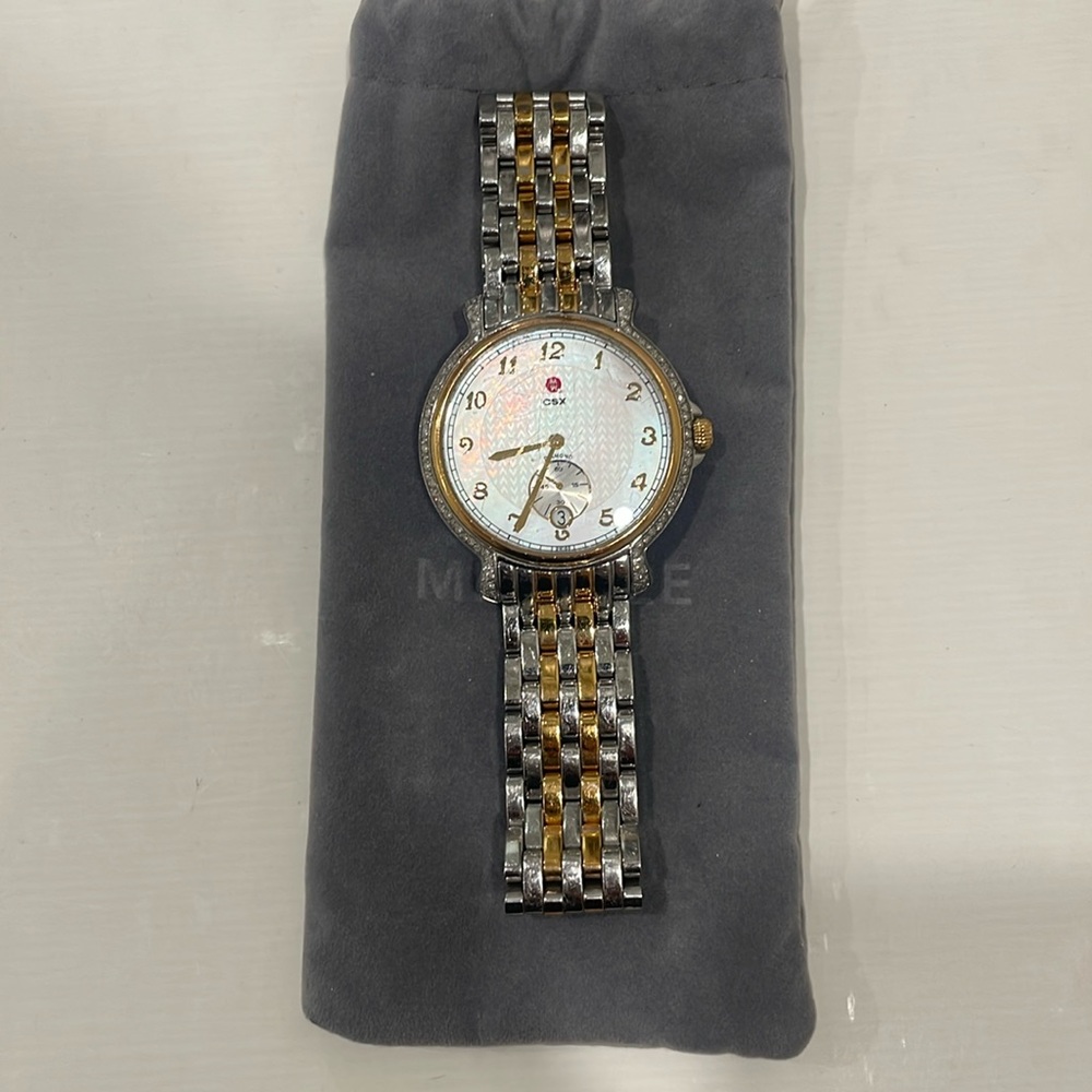 Michele Two Tone CSX Round Diamond Watch